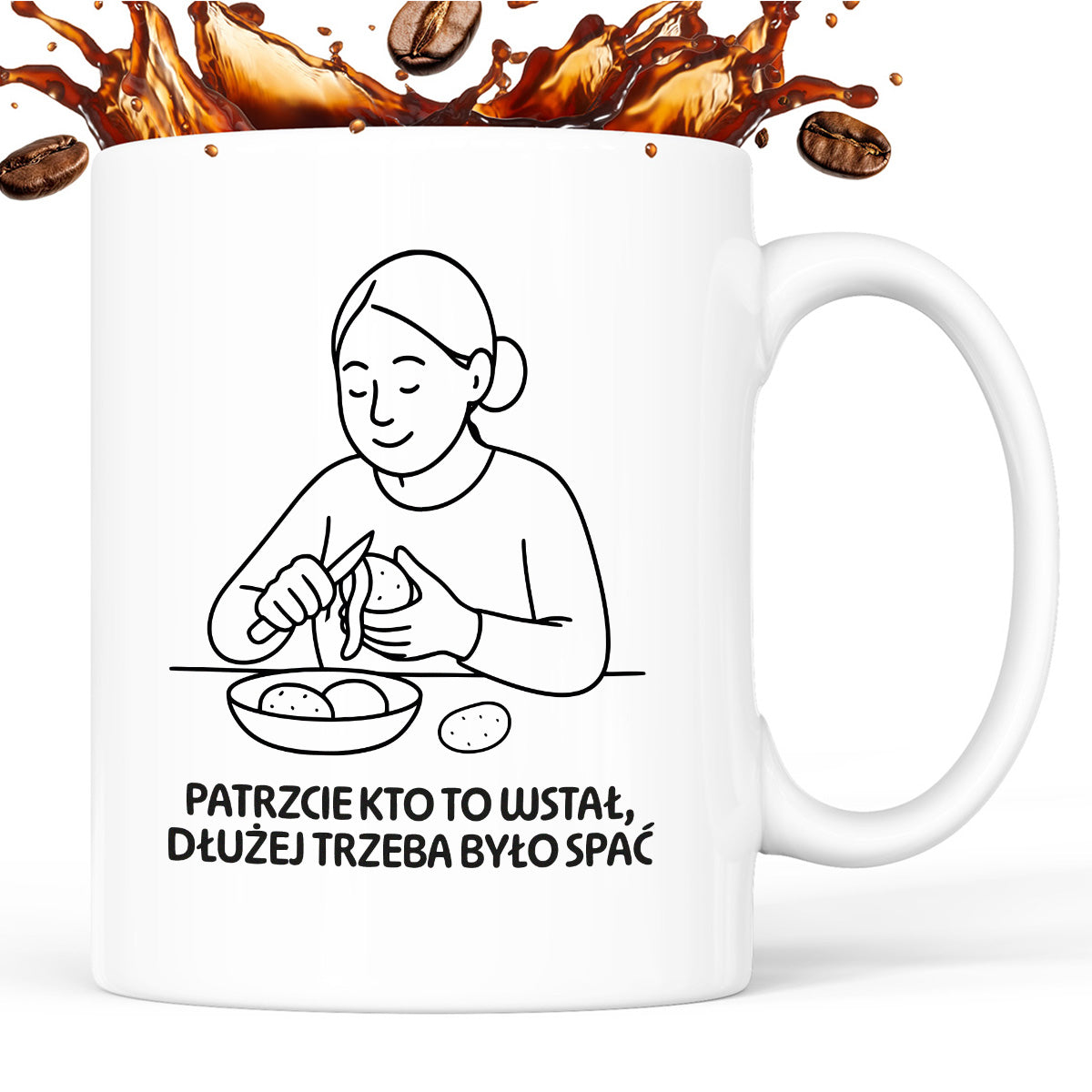 Kubek z nadrukiem "Patrzcie kto to wstał, dłużej trzeba było spać" - Cytaty MAMY - DZIEŃ MAMY