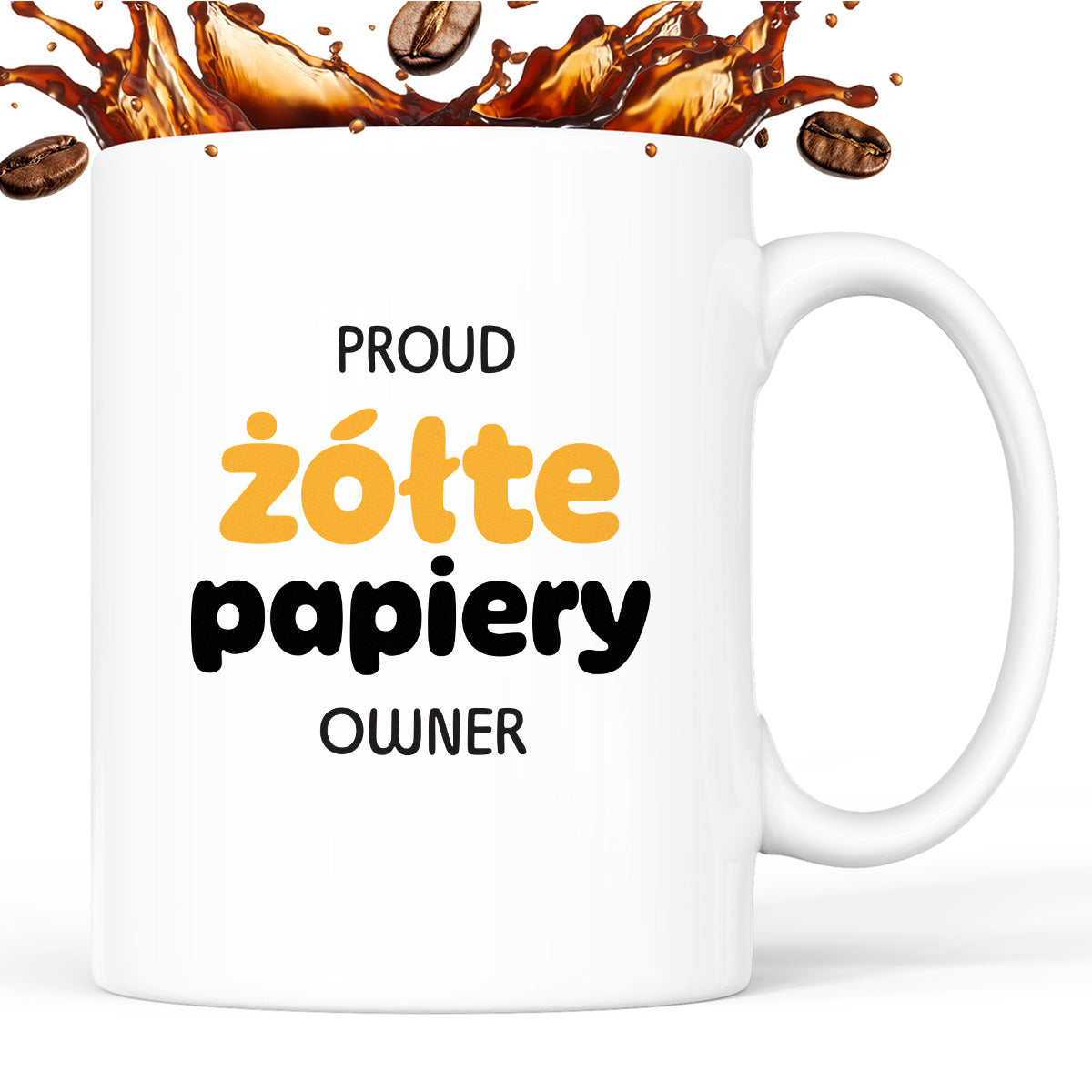 Kubek z nadrukiem - "PROUD żółte papiery OWNER"