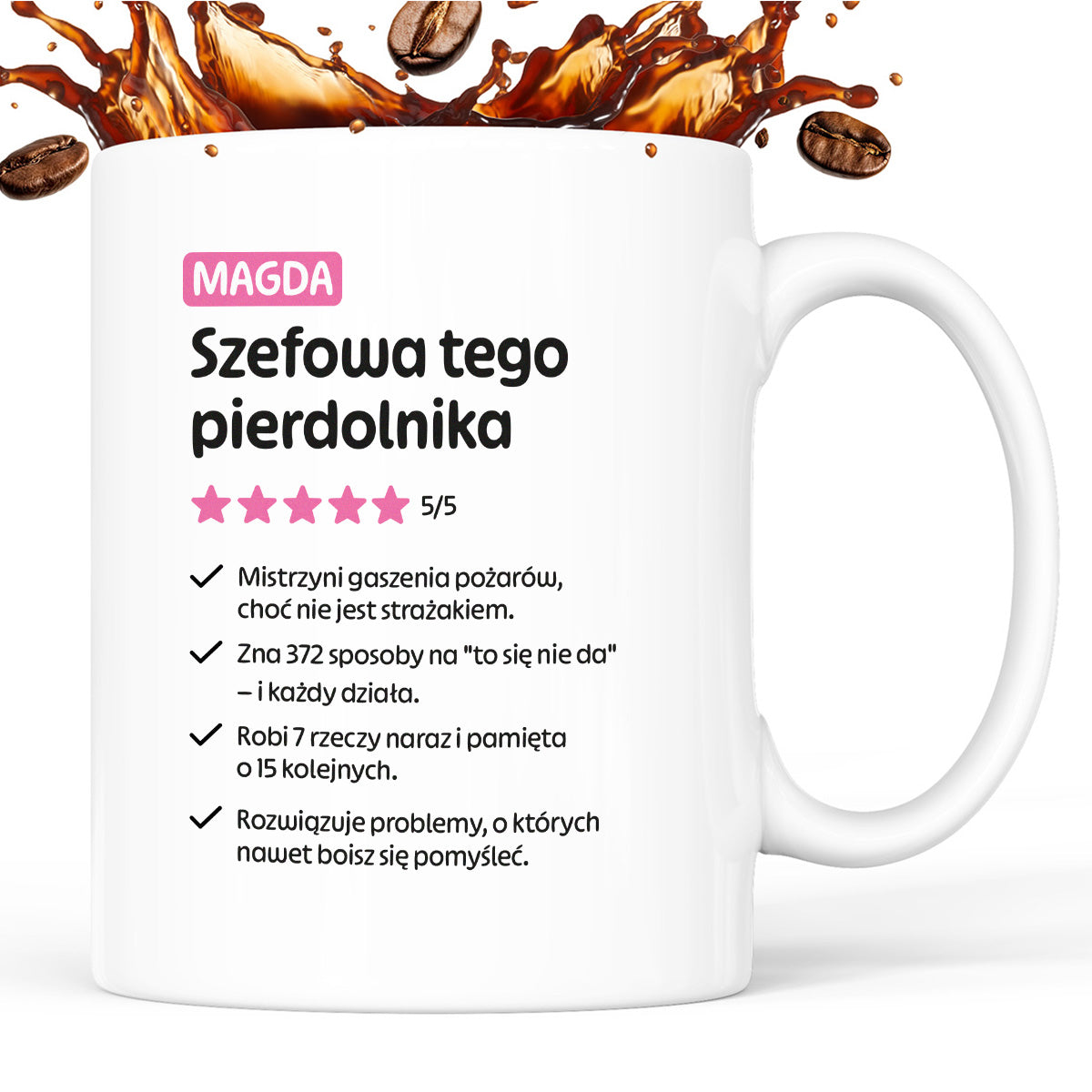 Kubek spersonalizowany z nadrukiem "Szefowa tego pierdolnika"
