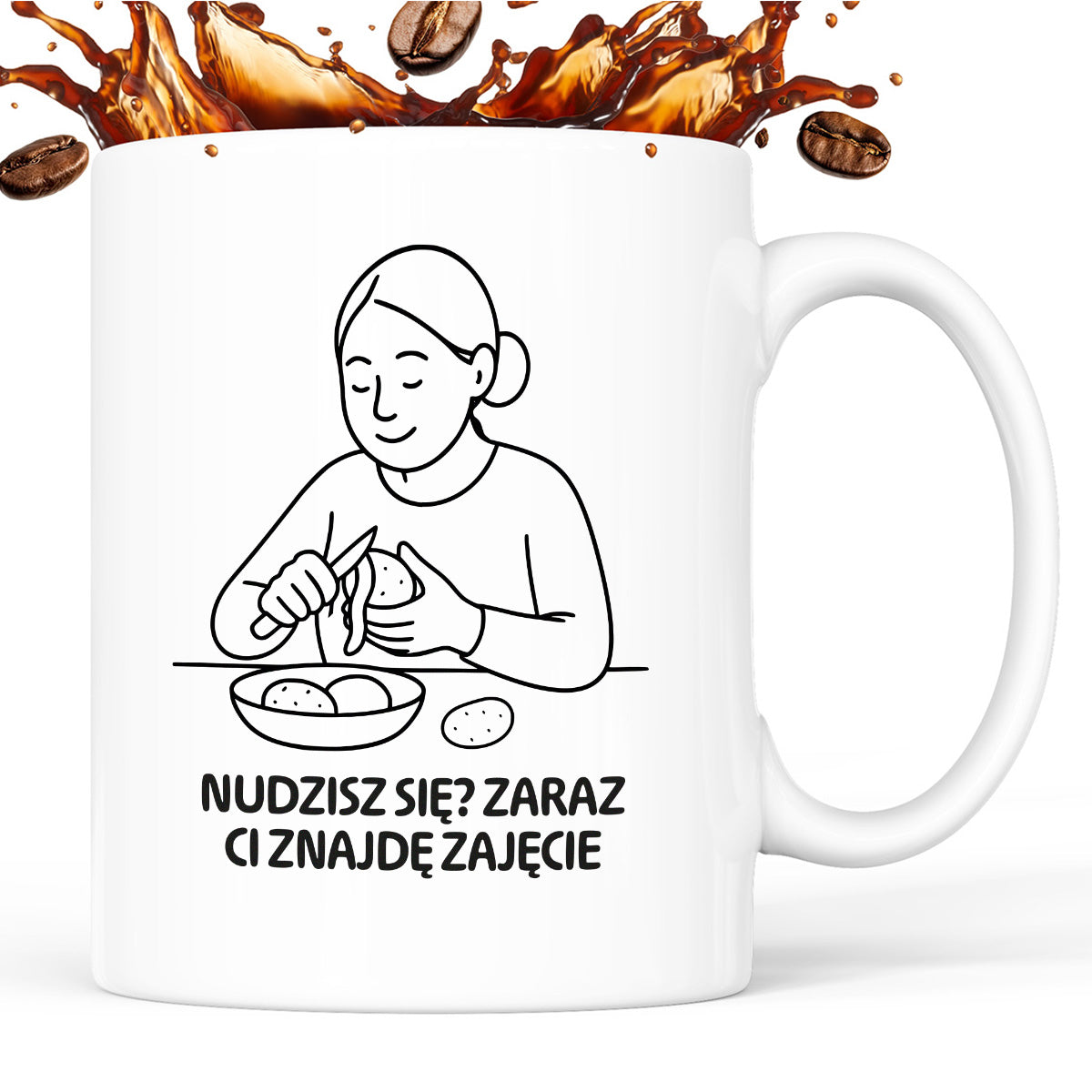 Kubek z nadrukiem "Nudzisz się? Zaraz Ci znajdę zajęcie" - Cytaty MAMY - DZIEŃ MAMY