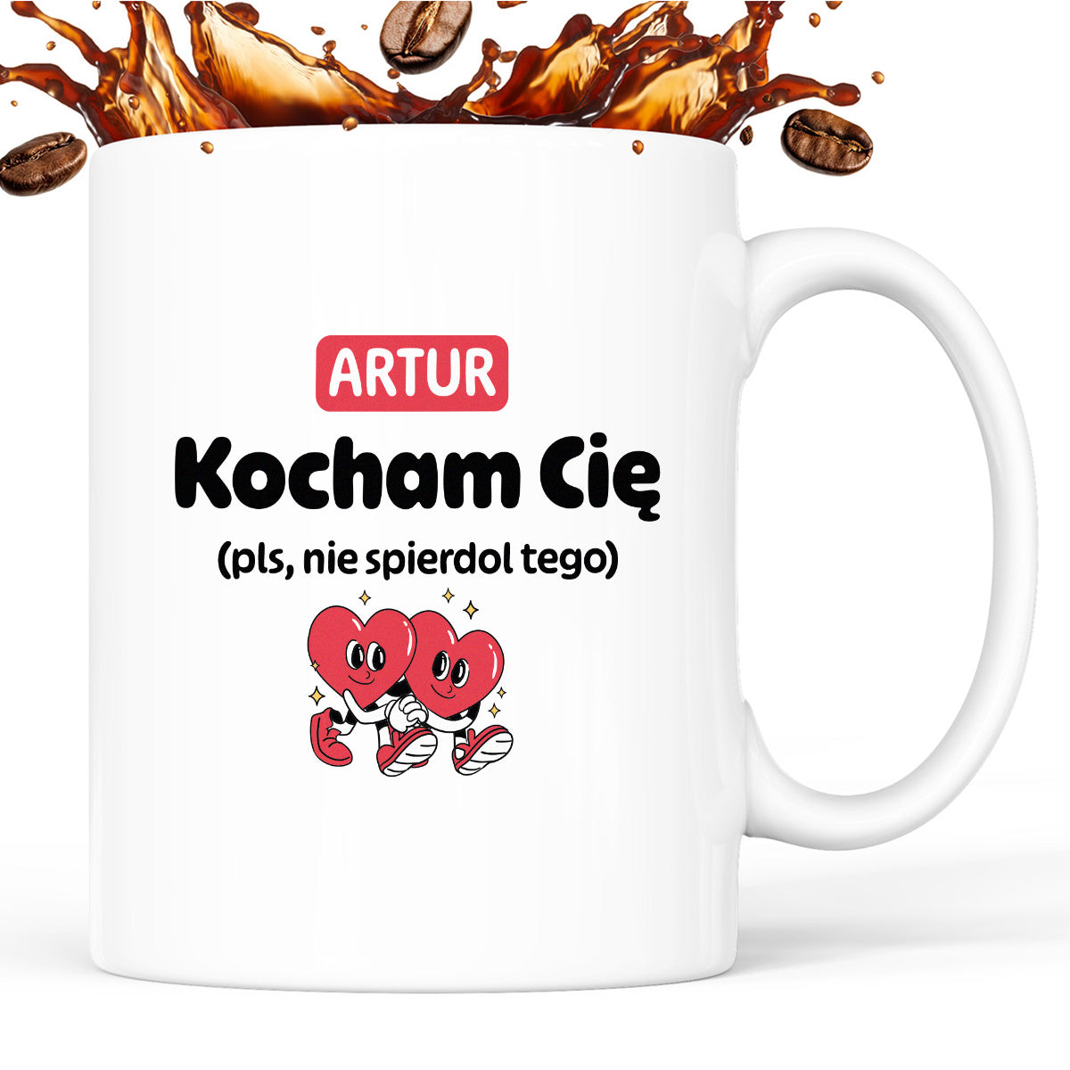 Kubek spersonalizowany z IMIENIEM "Kocham Cię (pls, nie spierdol tego)" I