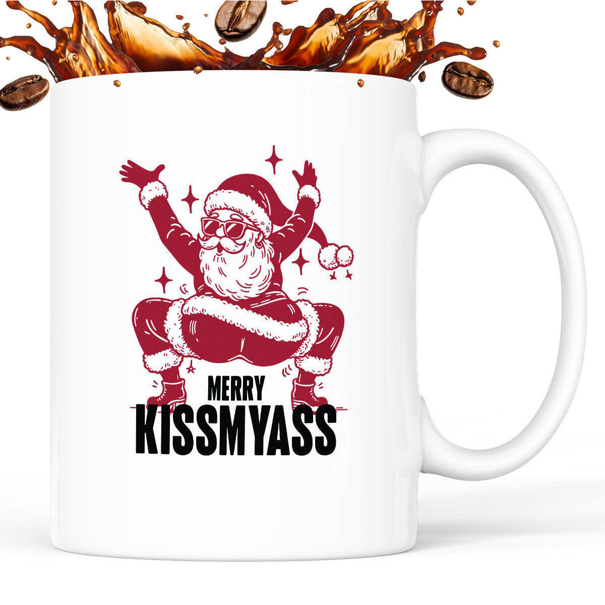 Kubek świąteczny z ✨slay✨ Mikołajem "Merry kissmyass"