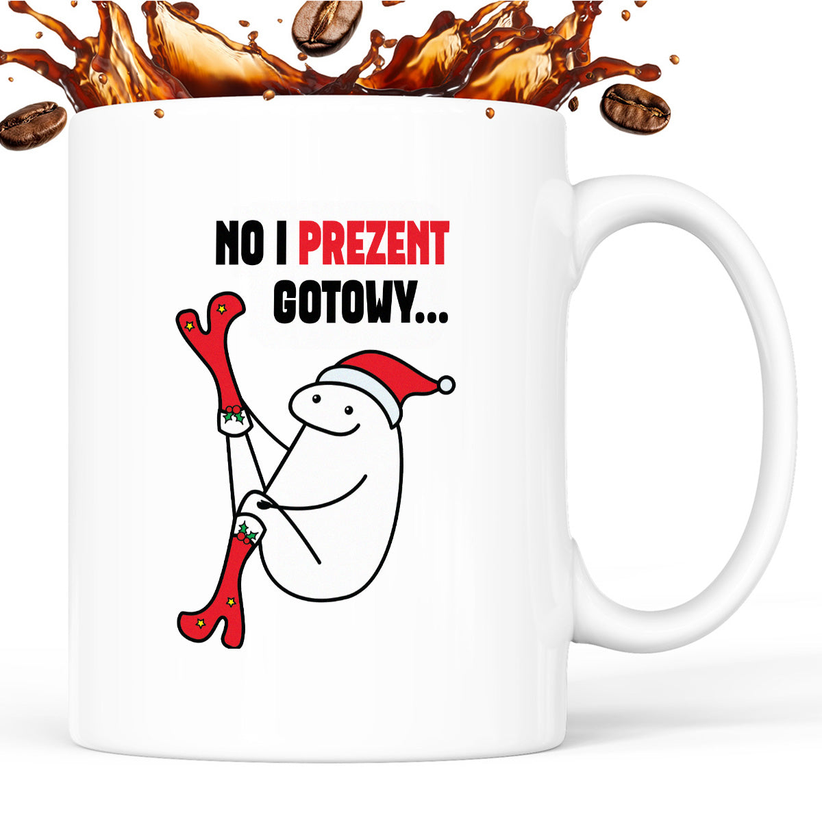 Kubek świąteczny mem "No i prezent gotowy"