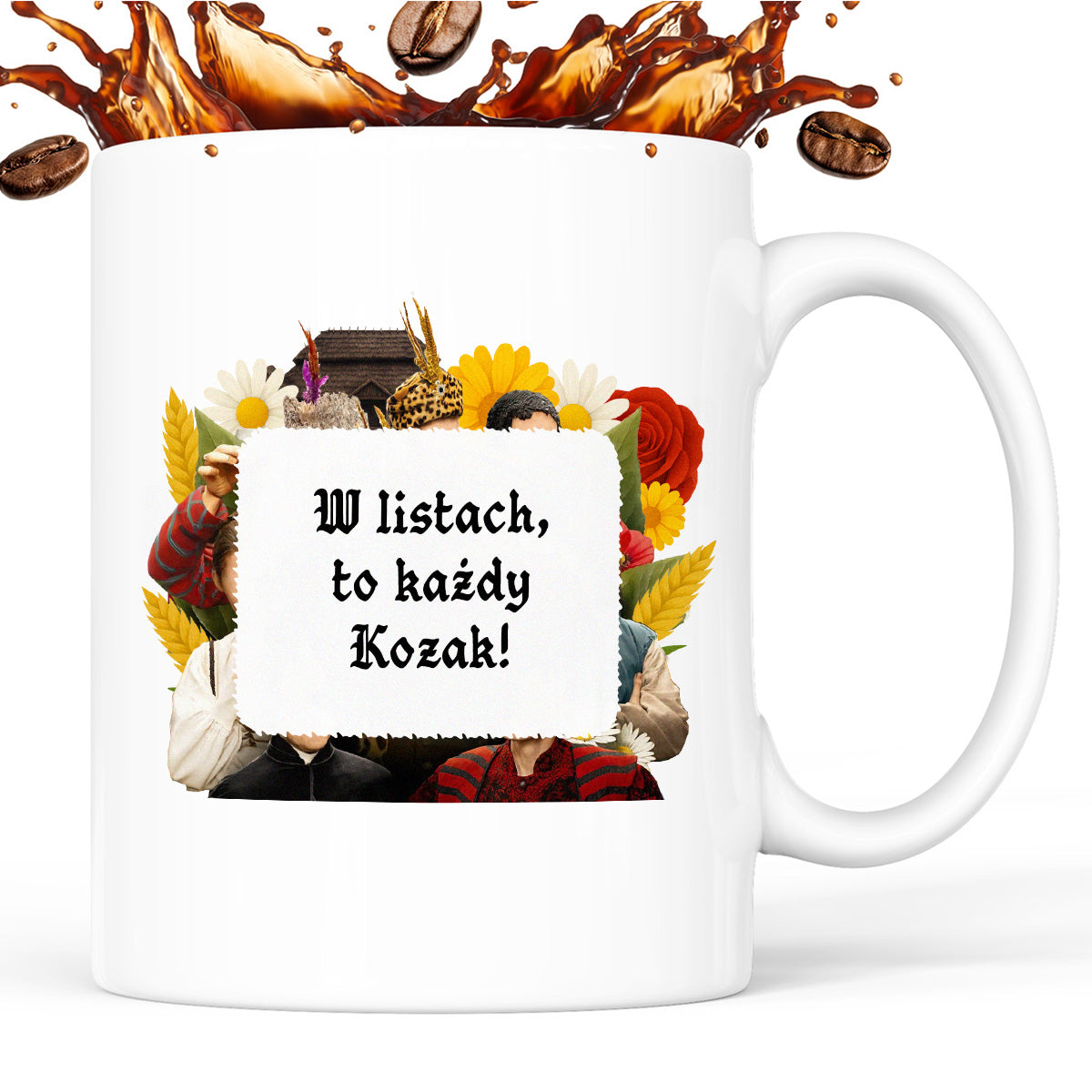 Kubek z nadrukiem "W listach, to każdy Kozak!" NOWE 1670