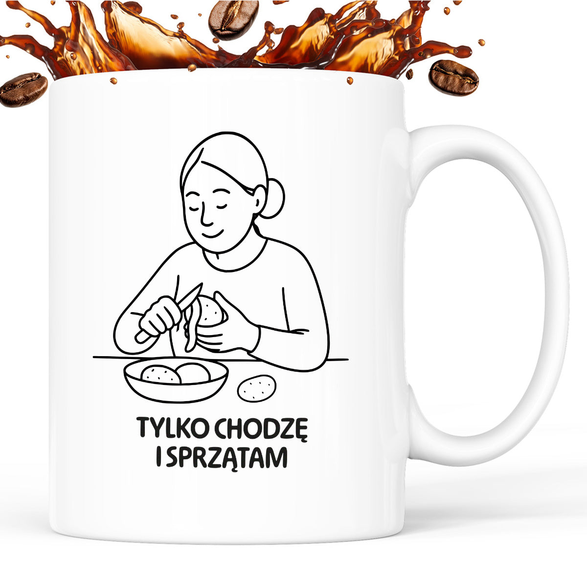 Kubek z nadrukiem "Tylko chodzę i sprzątam" - Cytaty MAMY - DZIEŃ MAMY