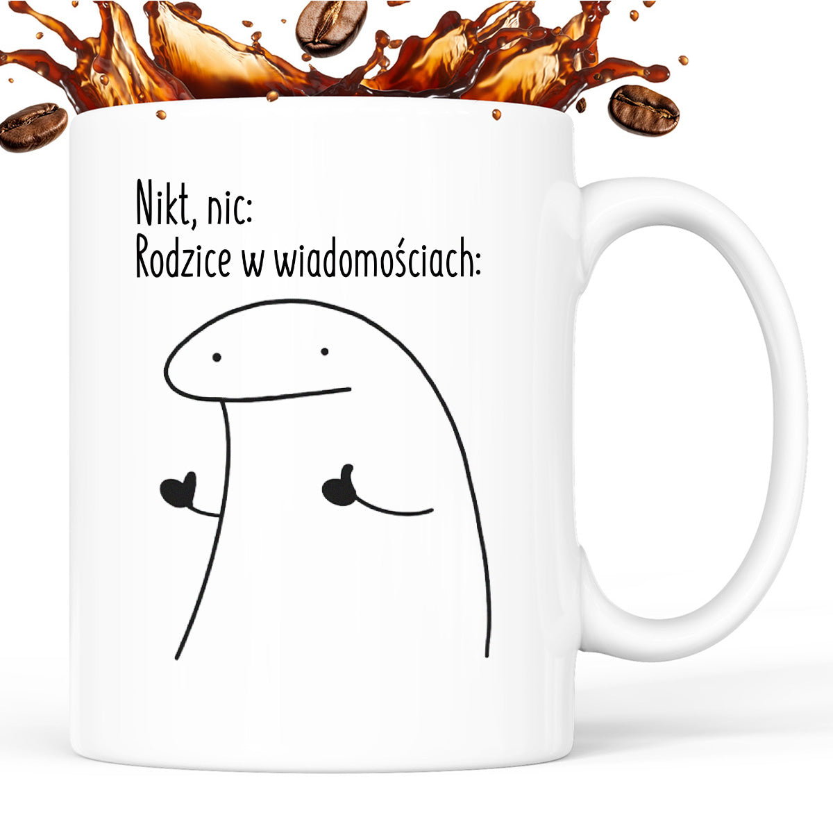Kubek z nadrukiem "Nikt, nic: Rodzice w wiadomościach:"