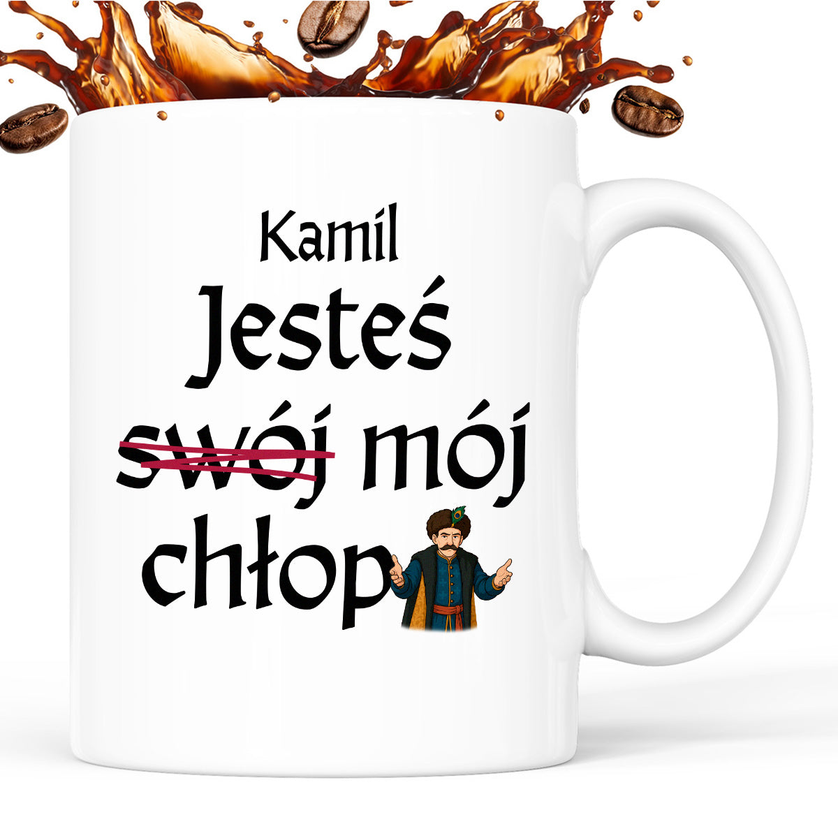 Kubek z nadrukiem "Jesteś (swój) mój chłop" SPERSONALIZOWANY v2