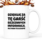 Kubek z nadrukiem - "Dziękuję za tę garść bezcennych informacji"