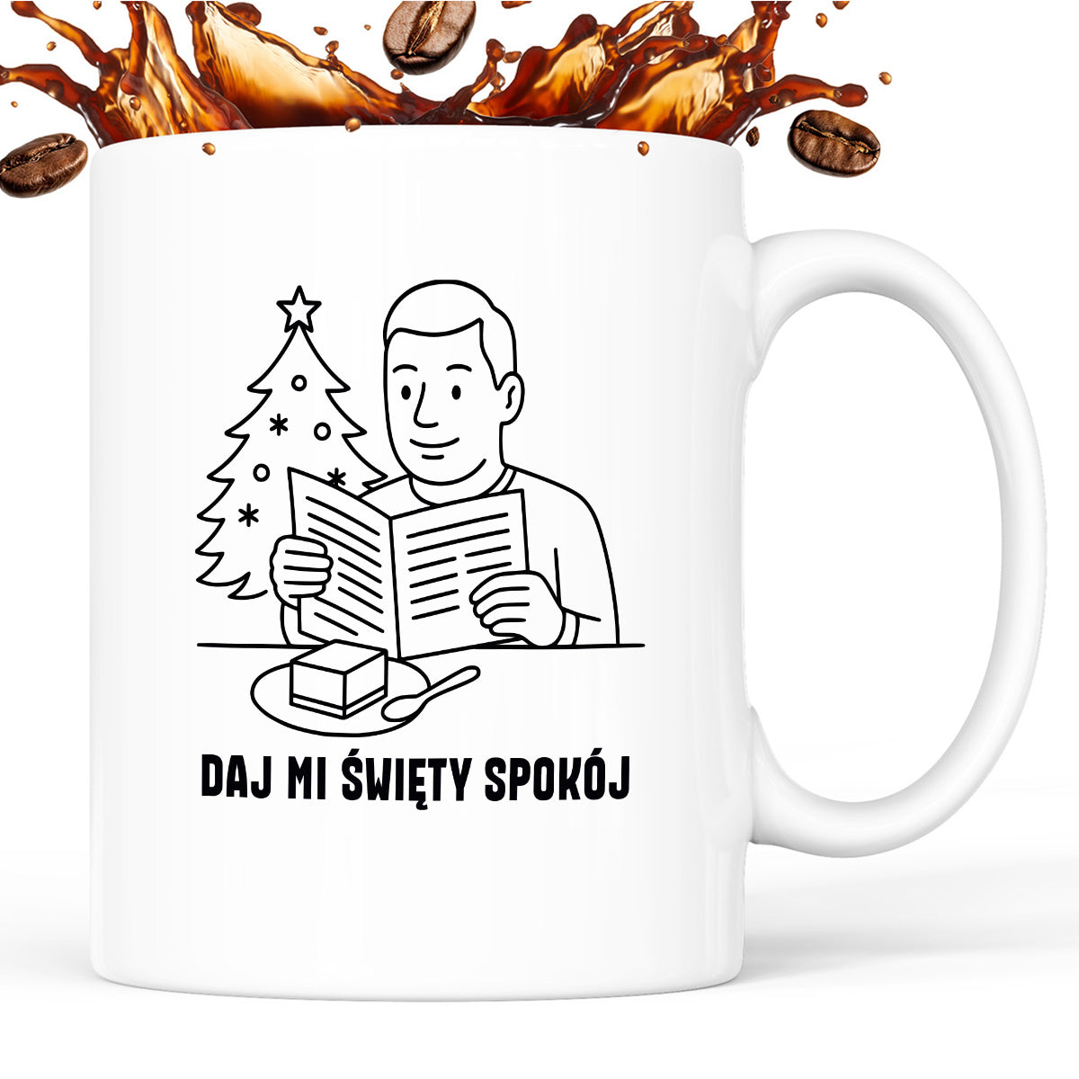 Kubek świąteczny z cytatem TATY - "Daj mi święty spokój"