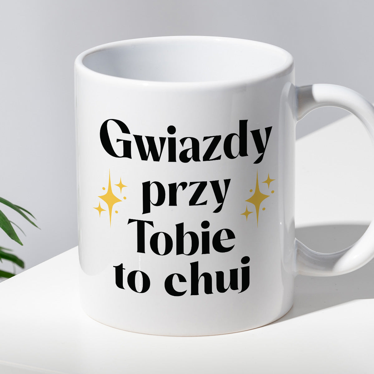 Kubek z nadrukiem "Gwiazdy przy Tobie to chuj"