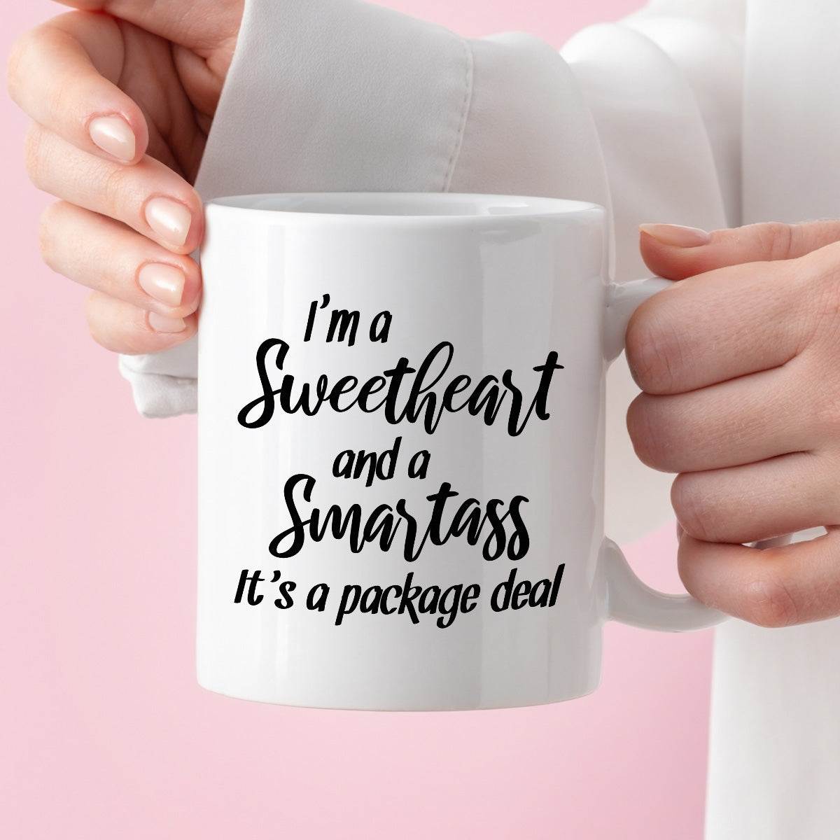 Kubek z nadrukiem "I’m a Sweetheart and a Smartass. It’s a package dea