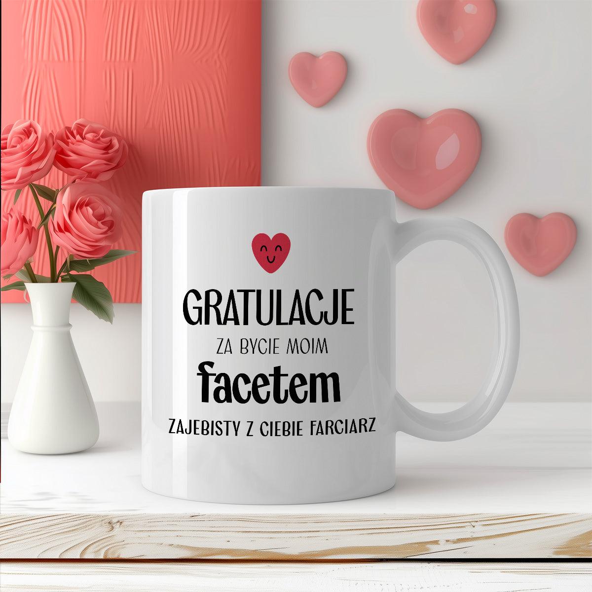 Kubek z nadrukiem "Gratulacje za bycie moim facetem - zajebisty z Cieb