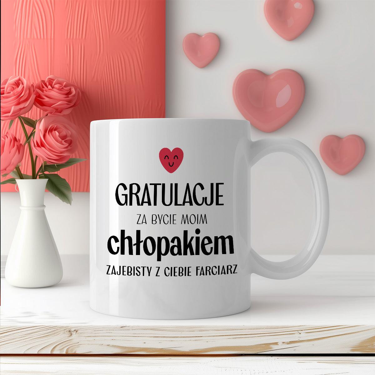 Kubek z nadrukiem "Gratulacje za bycie moim chłopakiem - zajebisty z C