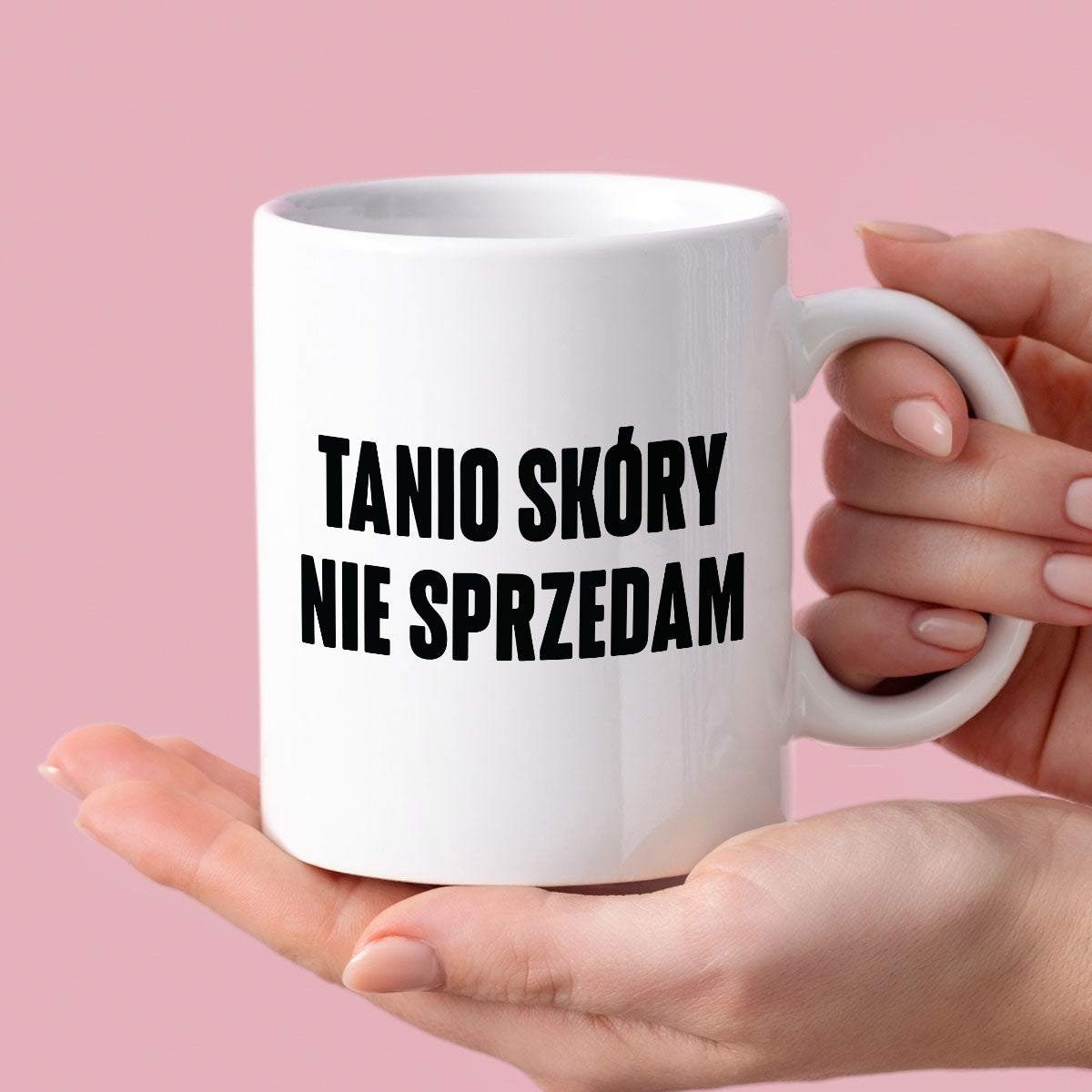 Kubek z nadrukiem "Tanio skóry nie sprzedam" cytat M. Pudzianowski