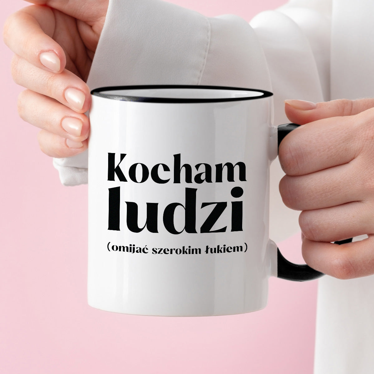 Kubek z nadrukiem "Kocham ludzi (omijać szerokim łukiem)"