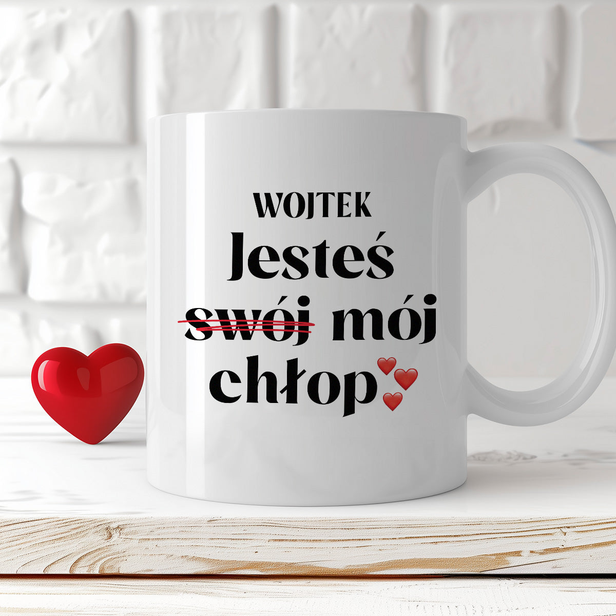 Kubek spersonalizowany z nadrukiem "Jesteś (swój) mój chłop ❤️"