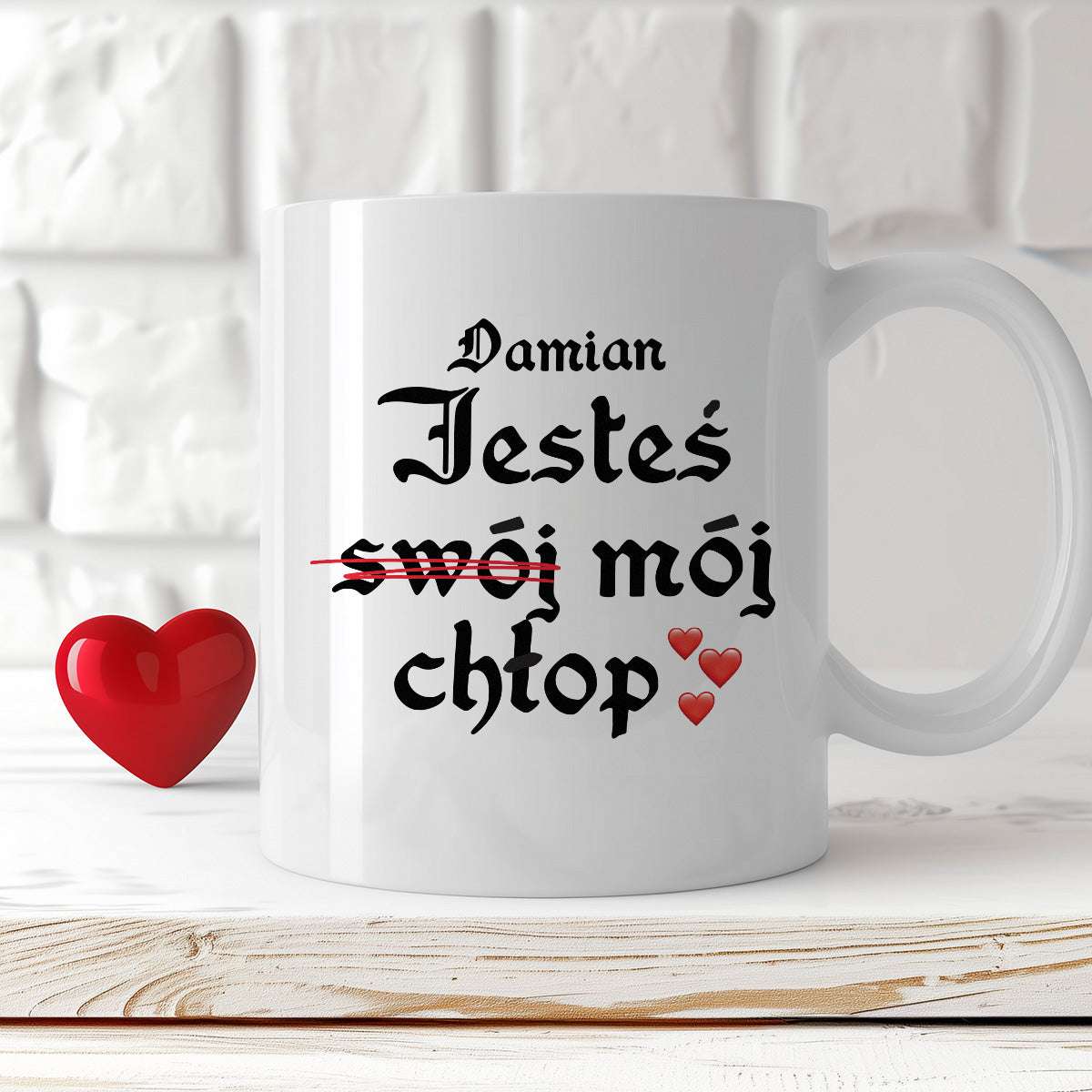 Kubek spersonalizowany z nadrukiem "Jesteś (swój) mój chłop <3"