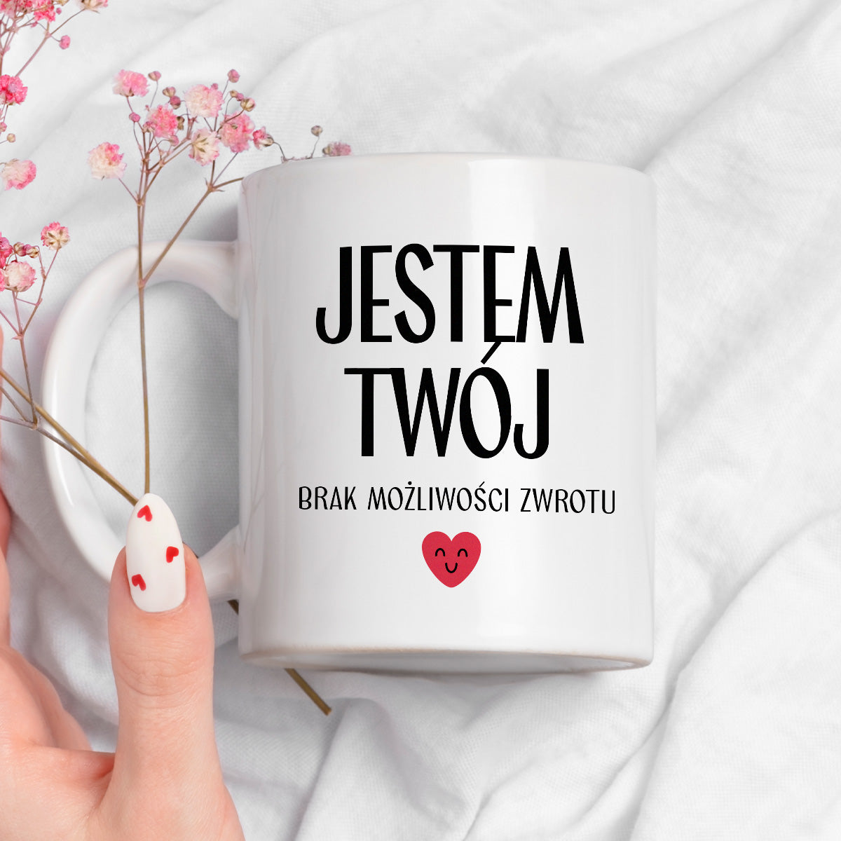 Kubek z nadrukiem "Jestem Twój - brak możliwości zwrotu" - WALENTYNKI