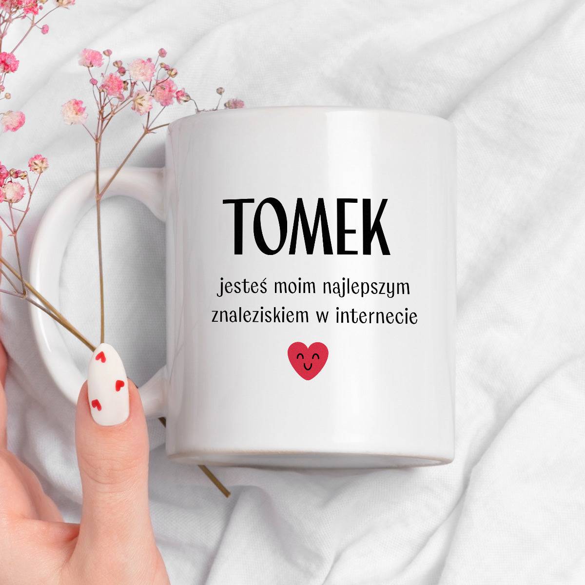 Kubek spersonalizowany z nadrukiem "Jesteś najlepszym, co znalazłam w 