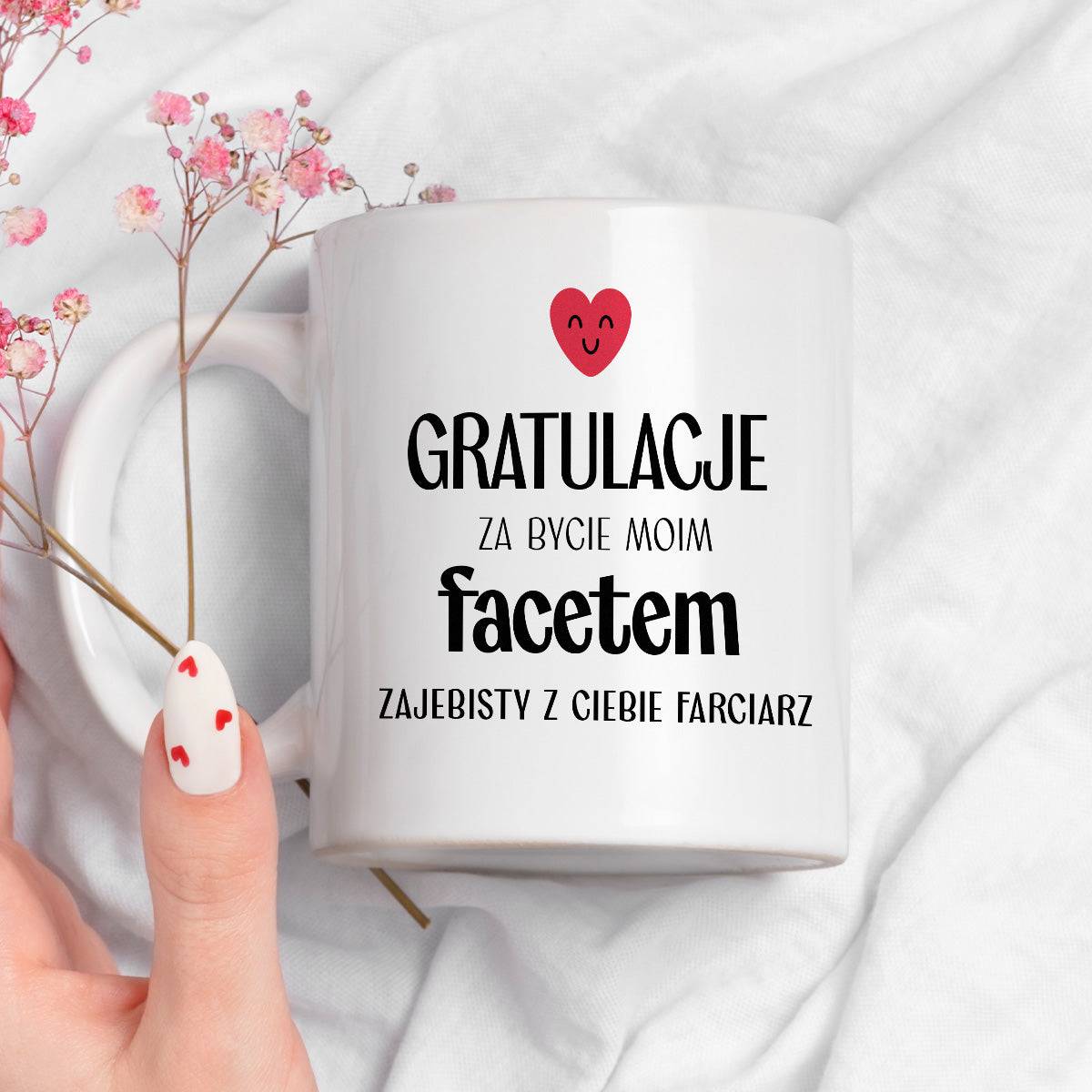 Kubek z nadrukiem "Gratulacje za bycie moim facetem - zajebisty z Cieb
