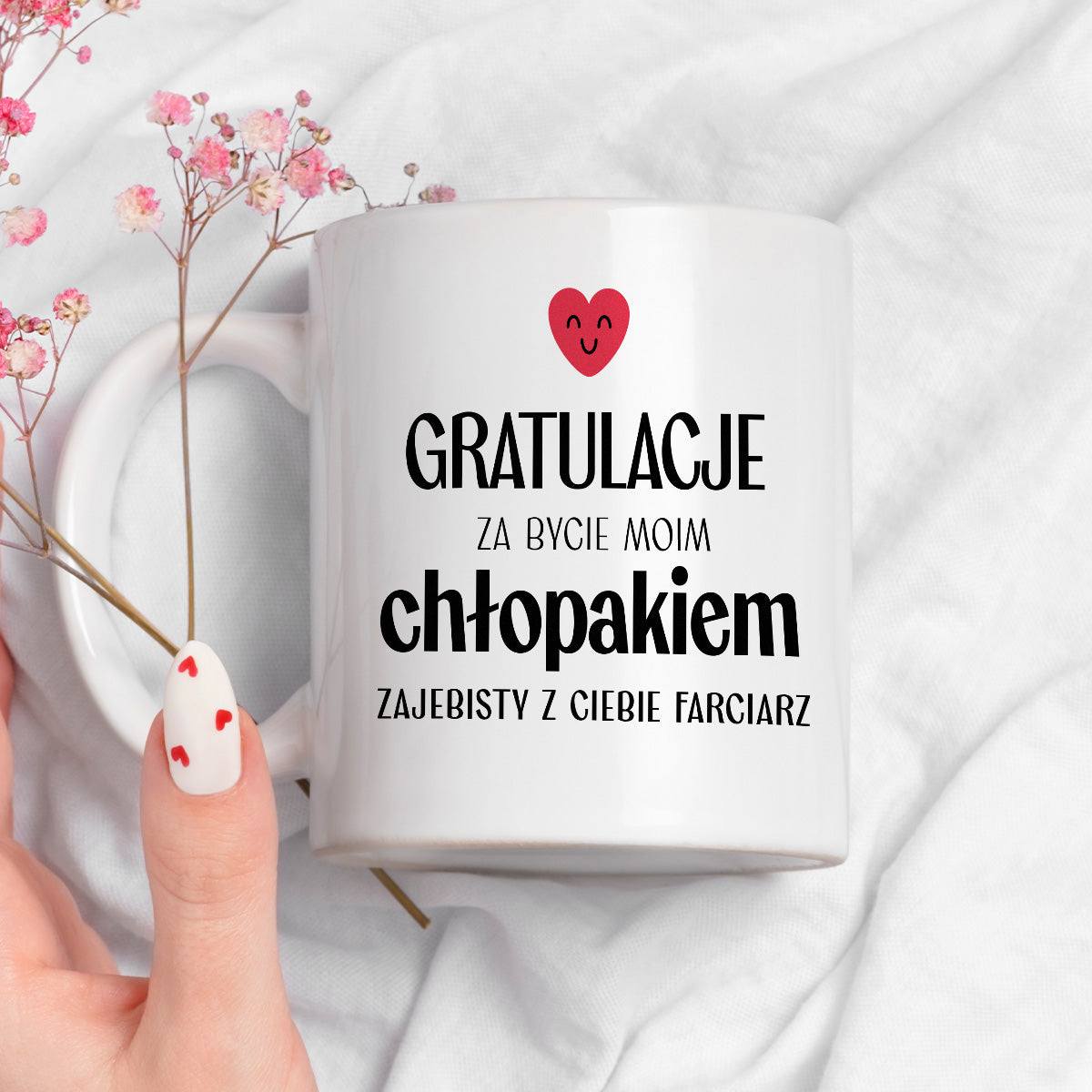 Kubek z nadrukiem "Gratulacje za bycie moim chłopakiem - zajebisty z C