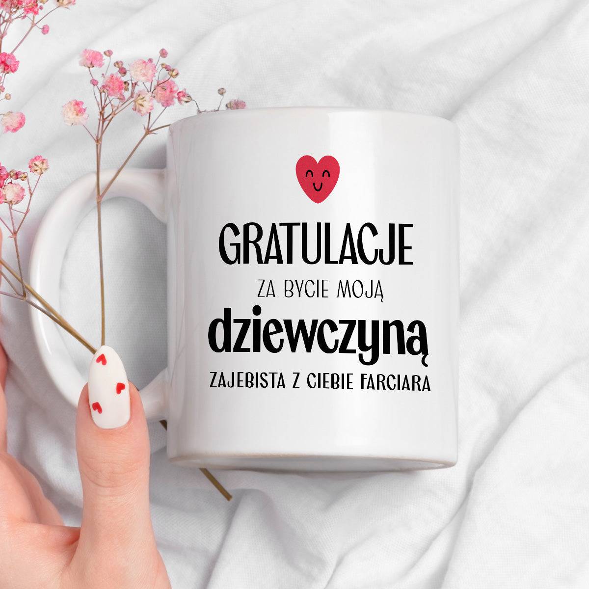 Kubek z nadrukiem "Gratulacje za bycie moją dziewczyną - zajebista z C