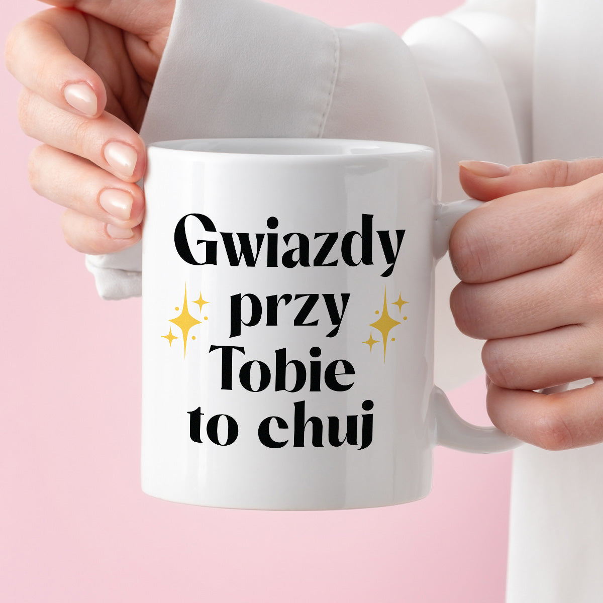 Kubek z nadrukiem "Gwiazdy przy Tobie to chuj"