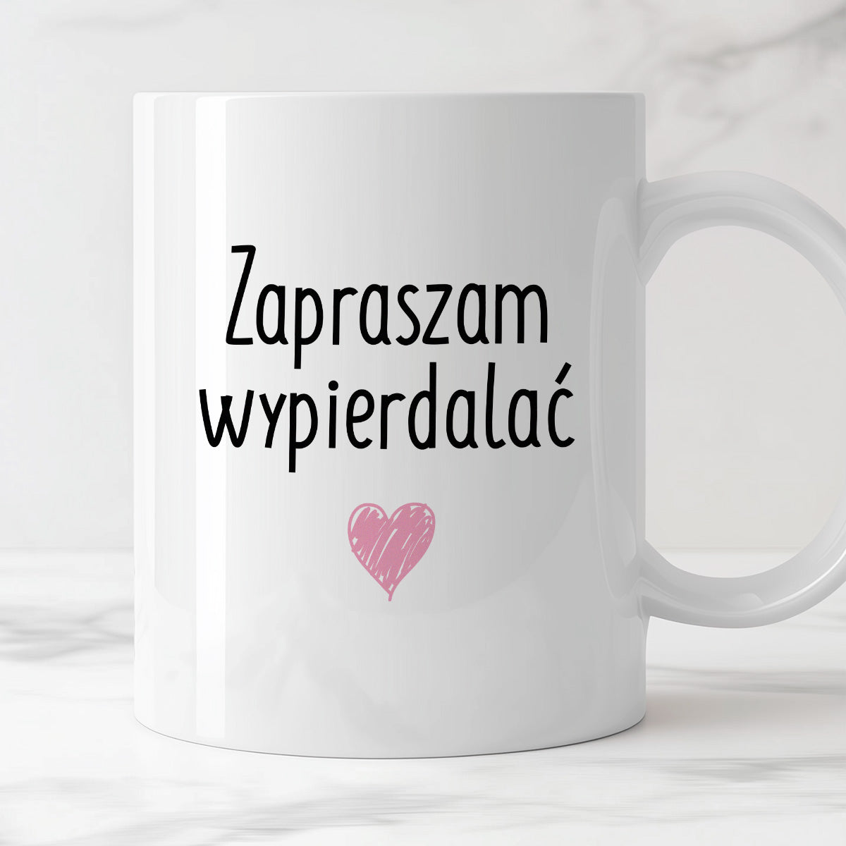 Kubek z nadrukiem "Zapraszam wypierdalać <3"