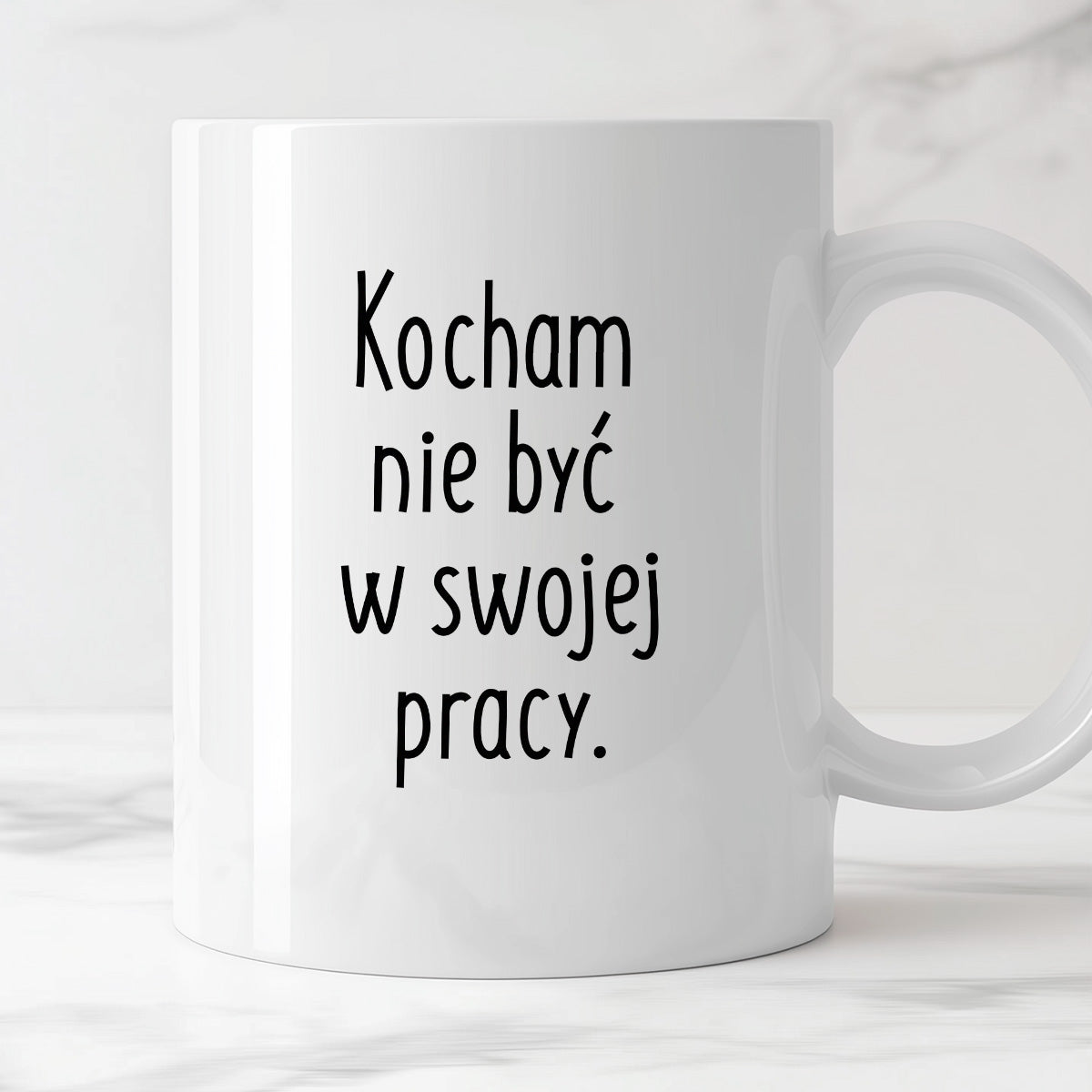 Kubek z nadrukiem "Kocham nie być w swojej pracy"