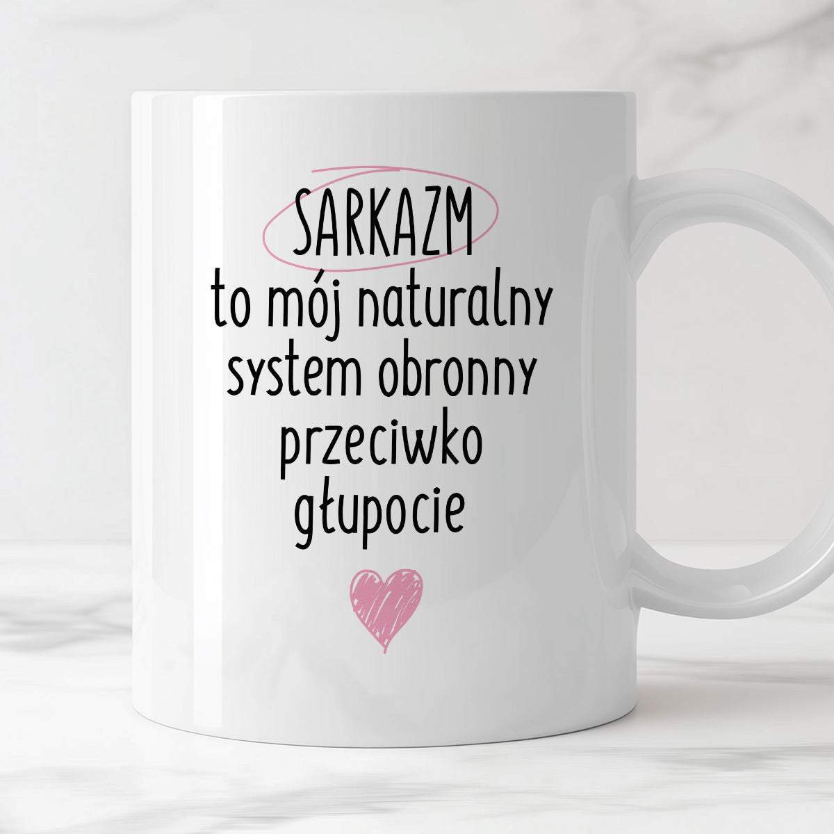 Kubek z nadrukiem "SARKAZM to mój naturalny system obronny przeciwko g