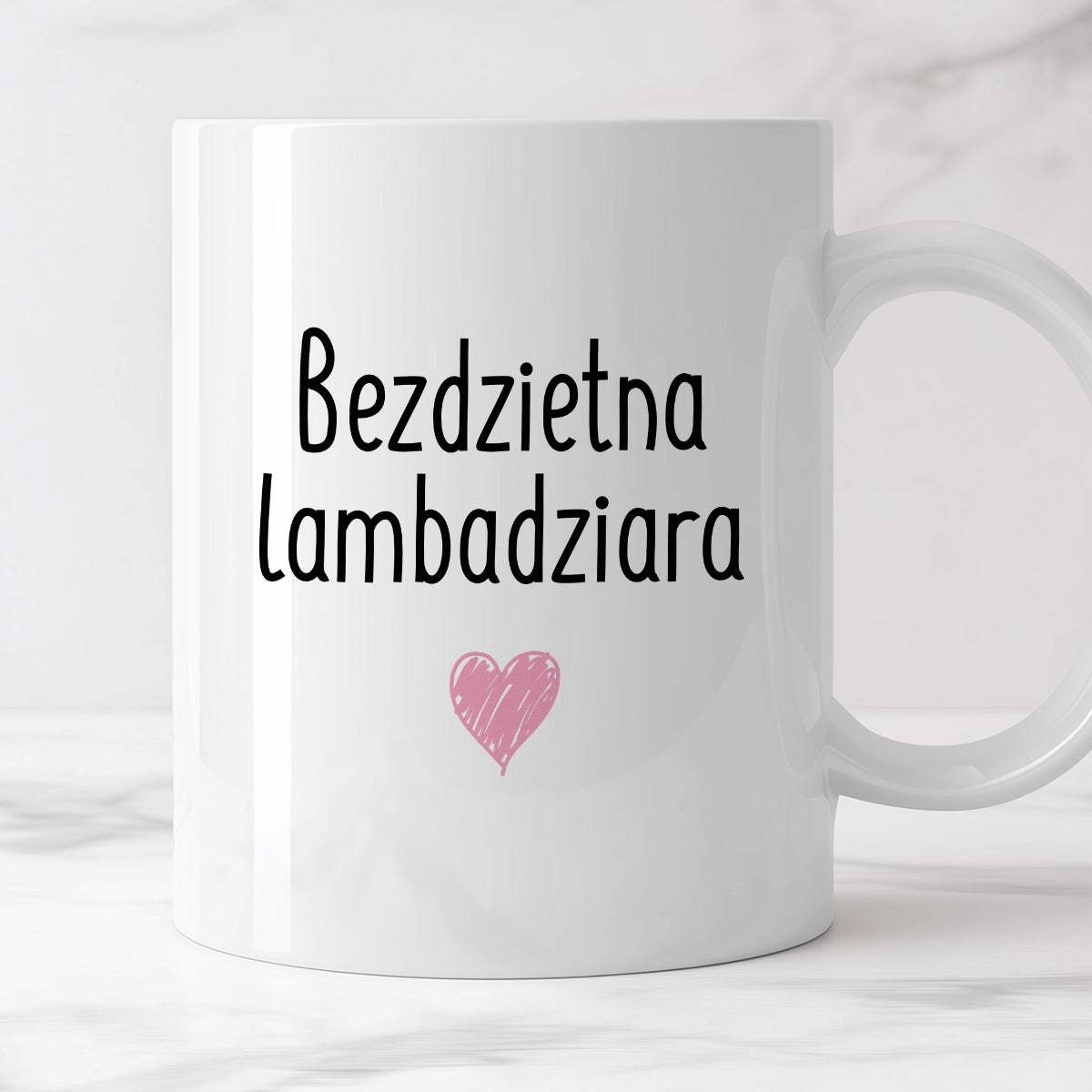 Kubek z nadrukiem "Bezdzietna lambadziara" FB