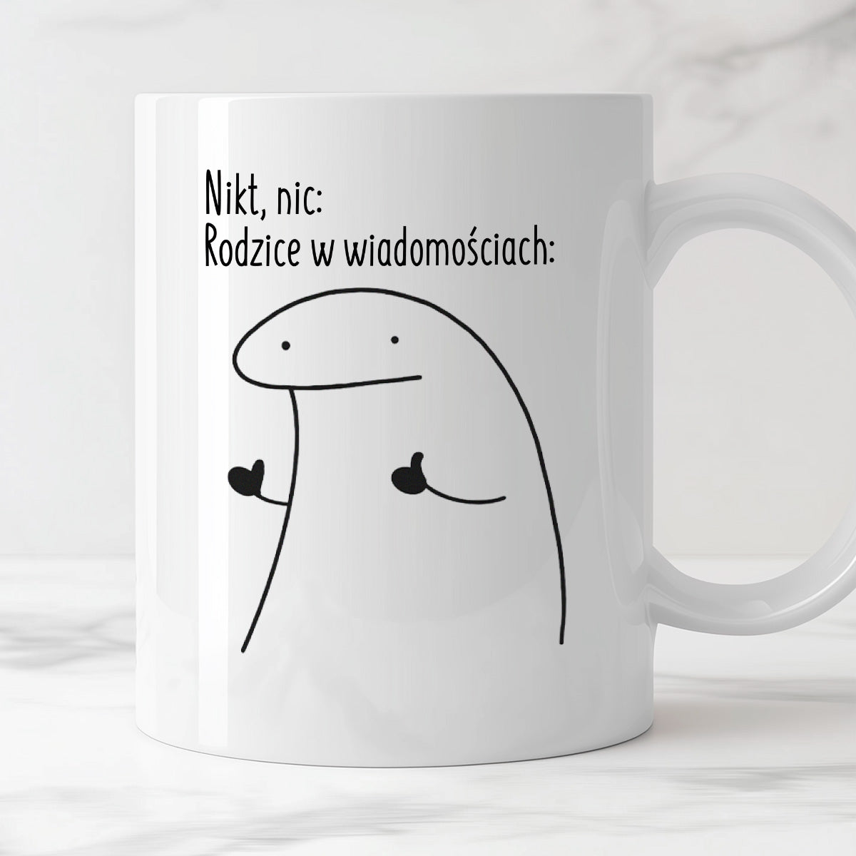 Kubek z nadrukiem "Nikt, nic: Rodzice w wiadomościach:"