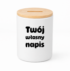 SKARBONKA ceramiczna z bambusowym wieczkiem - własny napis