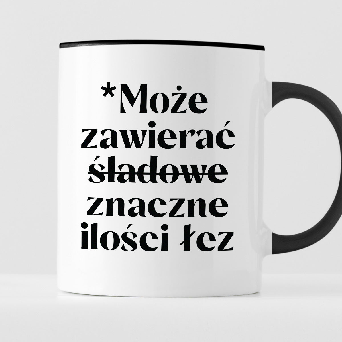 Kubek z nadrukiem "Może zawierać znaczne ilości łez"