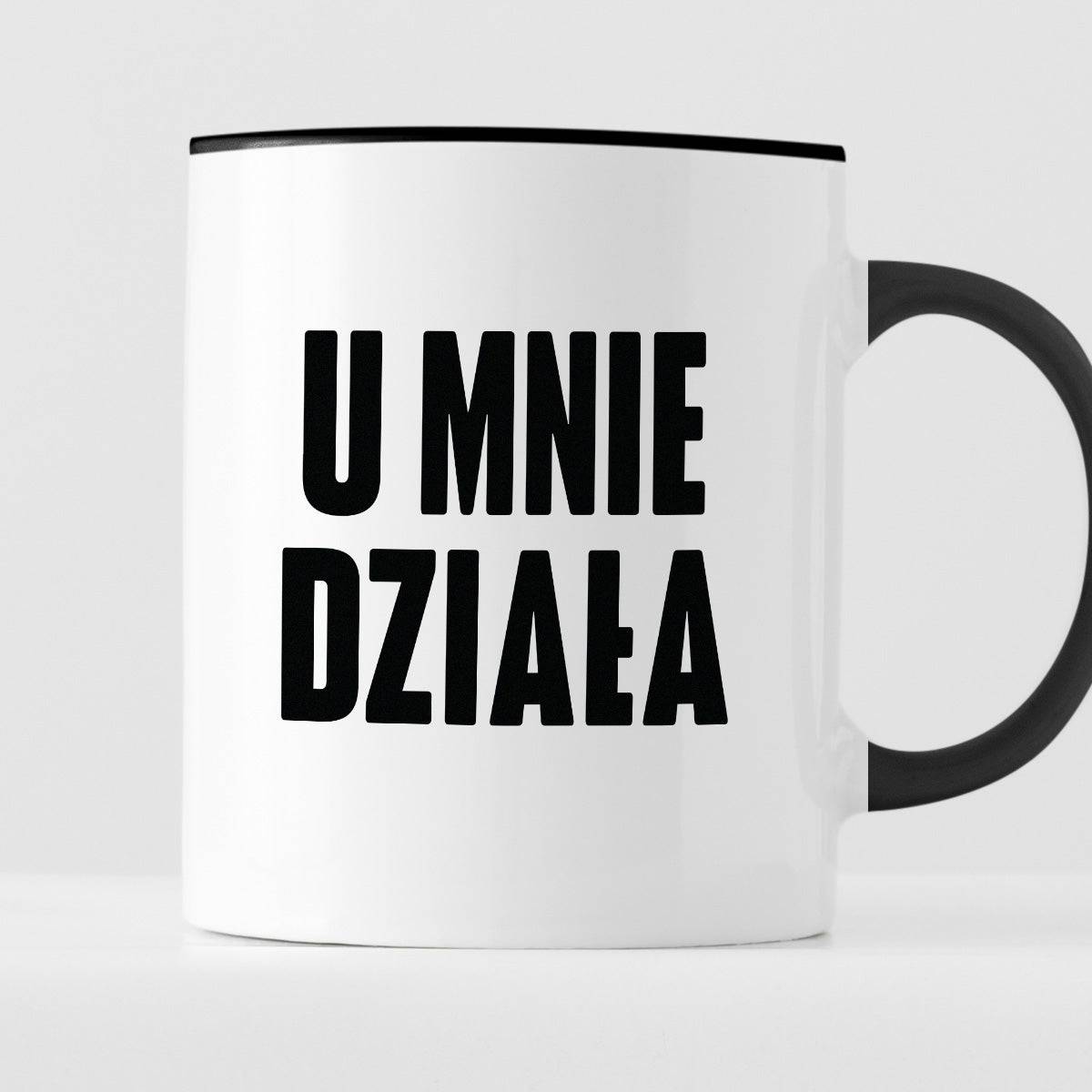 Kubek z nadrukiem "U mnie działa"