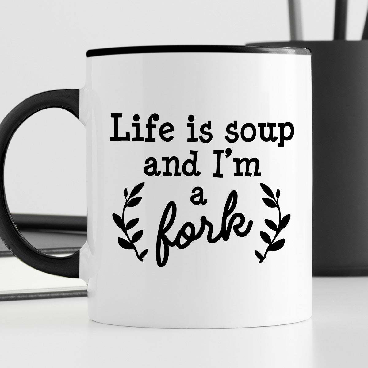 Kubek z nadrukiem "Life is soup and I’m a fork"