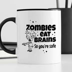 Kubek z nadrukiem "Zombies eat brains, so you’re safe"