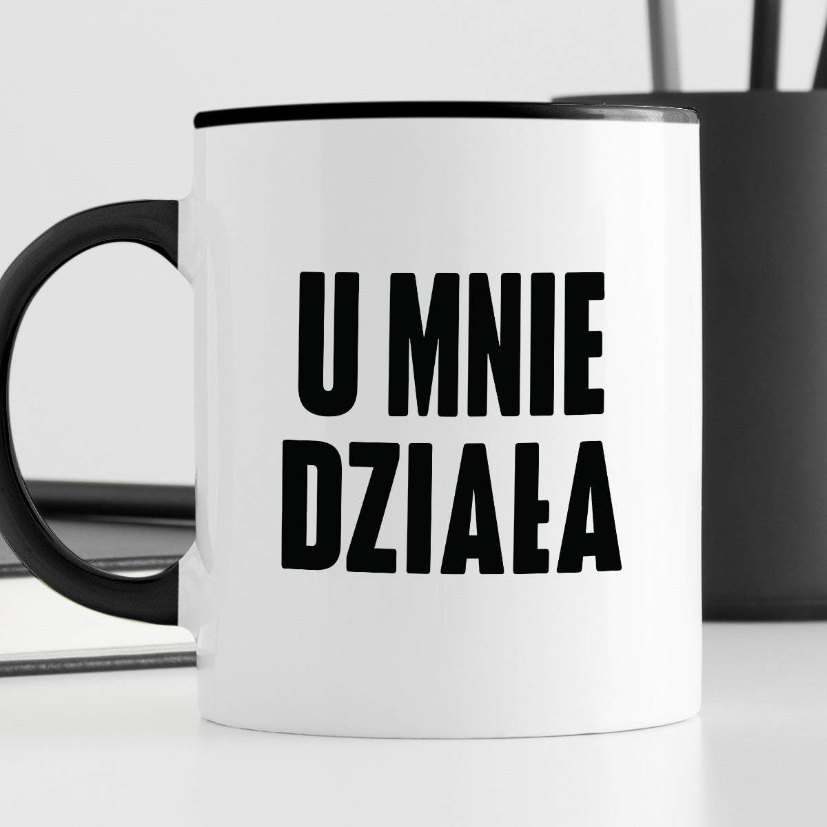 Kubek z nadrukiem "U mnie działa"