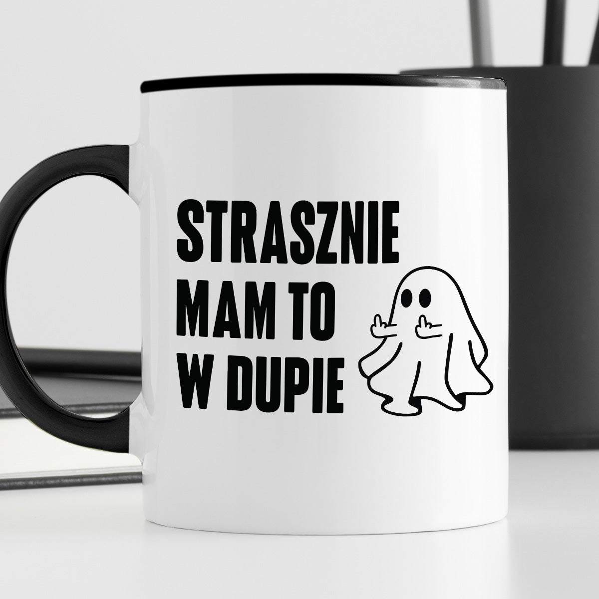 Kubek z nadrukiem "Strasznie mam to w dupie" - Halloween
