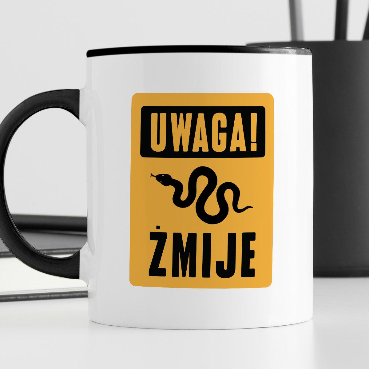 Kubek z nadrukiem "UWAGA! ŻMIJE"