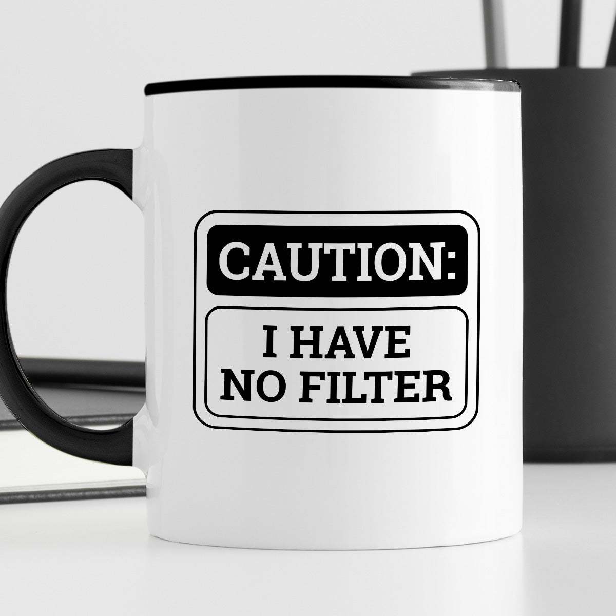 Kubek z nadrukiem "Caution: I have no filter"
