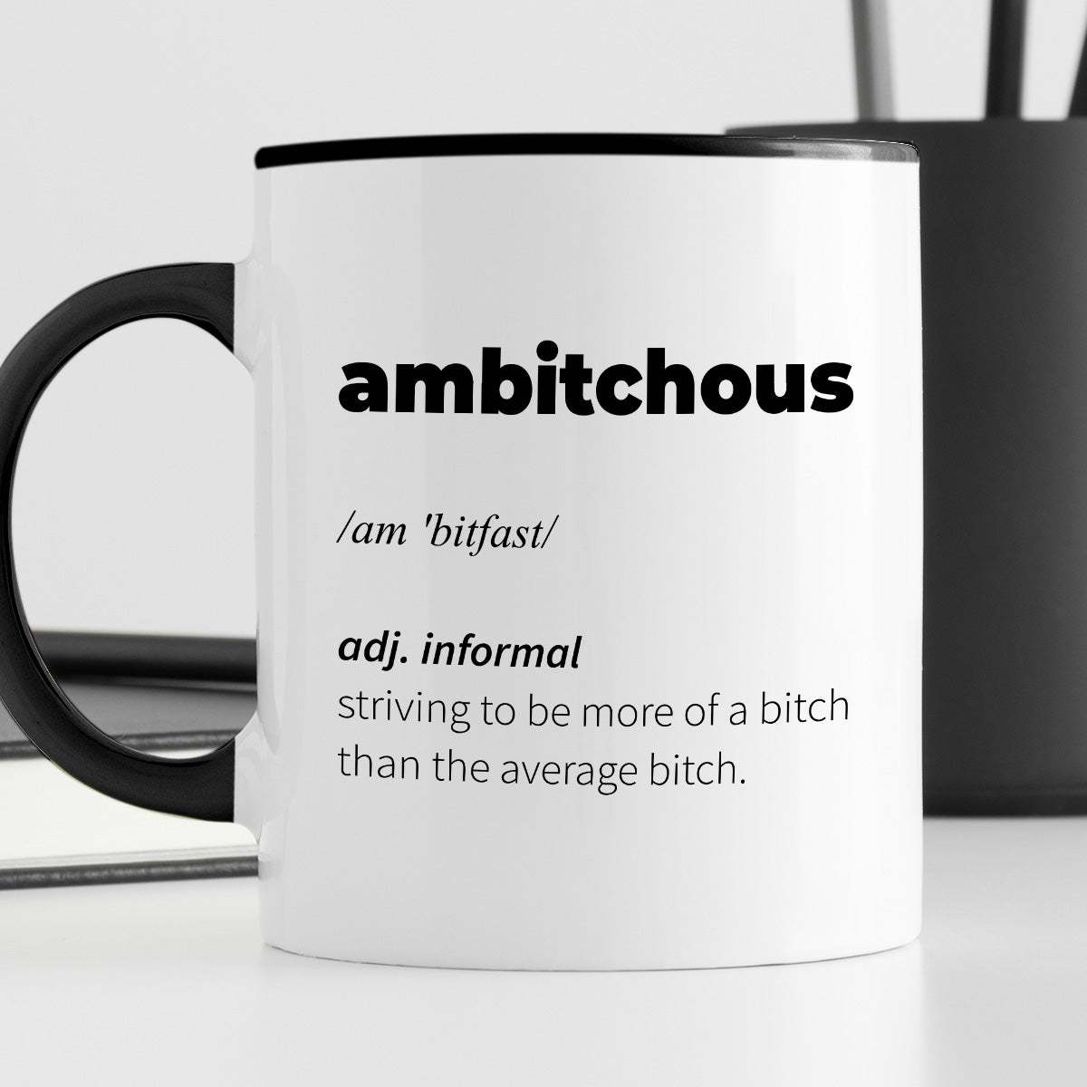 Kubek z nadrukiem "Ambitchous (noun) vocabulary "