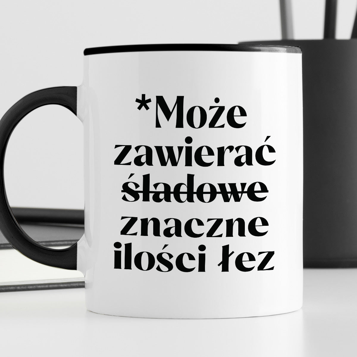 Kubek z nadrukiem "Może zawierać znaczne ilości łez"