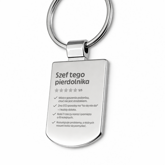 Brelok z grawerem "Szef tego pierdolnika"