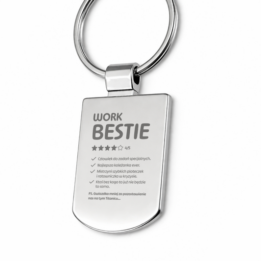 Brelok z grawerem "Work Bestie"
