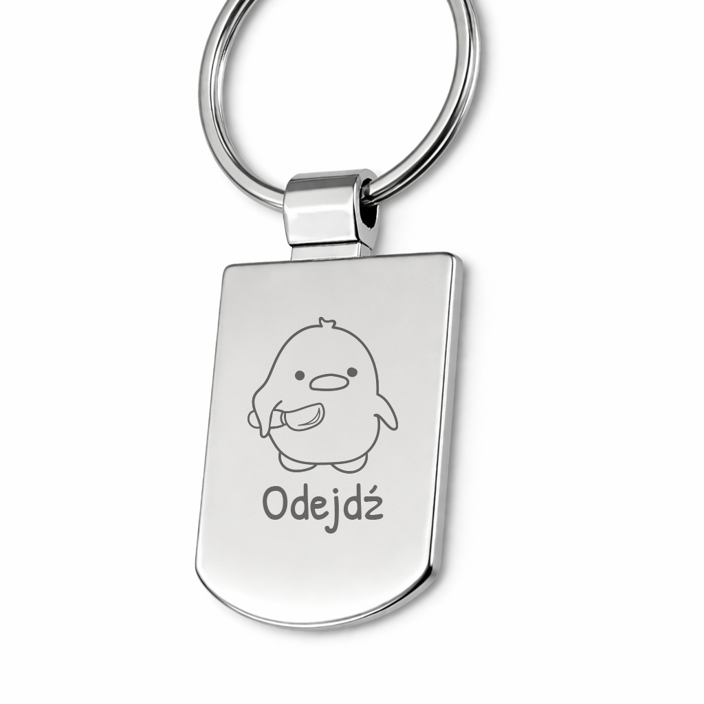 Brelok z grawerem "Odejdź"