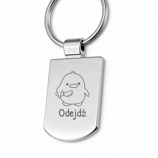 Brelok z grawerem "Odejdź"