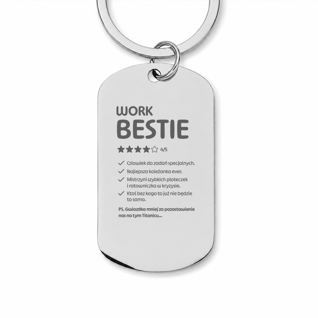 Brelok z grawerem "Work Bestie"