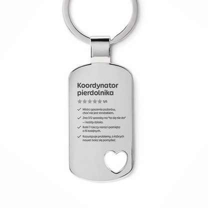 Brelok z grawerem "Koordynator pierdolnika"