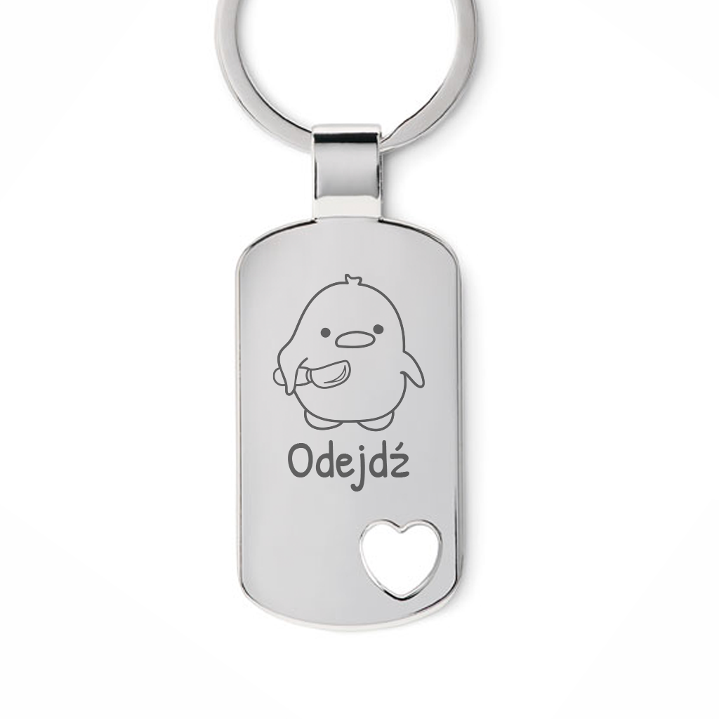 Brelok z grawerem "Odejdź"